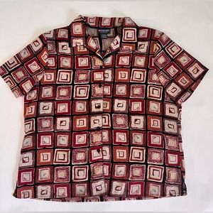 Red and Black Notations Checkered Button Up Shirt